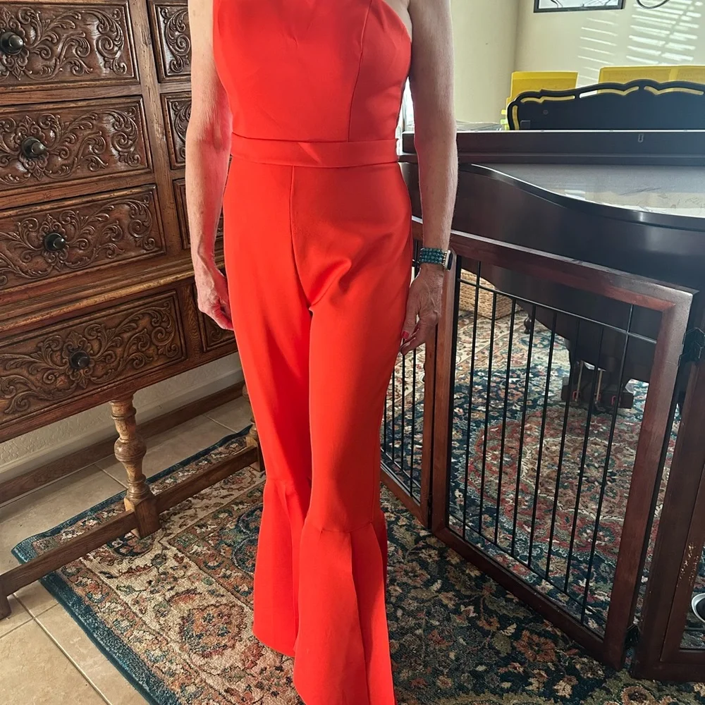 Jovani Orange Wide-Leg Jumpsuit - Picture 1 of 6